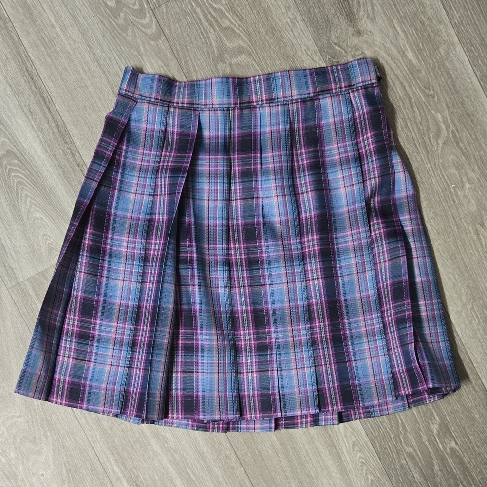 Chic Plaid Mini Skirt With Adjustable Waist - Black and Pink